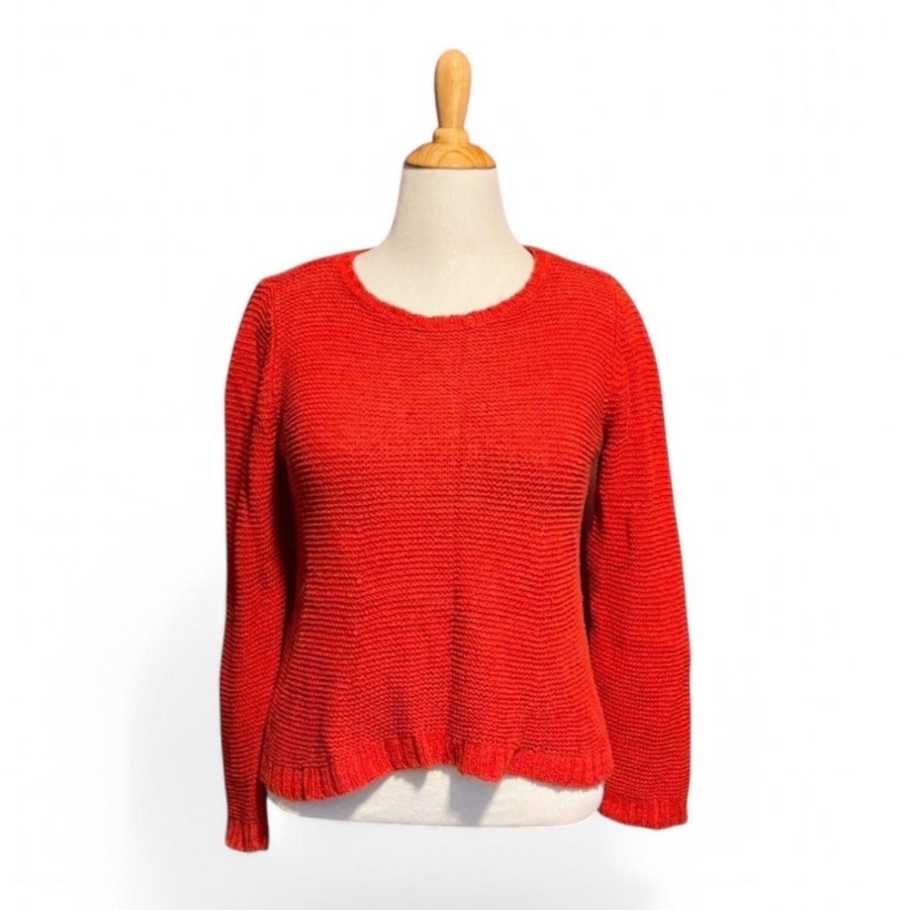 Eileen Fisher Women's Medium Sweater Burnt Orange Chunky Knit Crop NO SIZE TAG